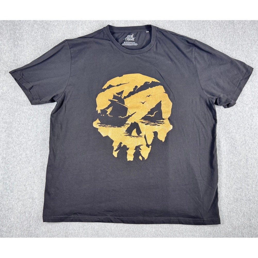 Sea Of Thieves Gold Skull‎ T Shirt Mens Xbox XXL 2XL Black Tee 2020